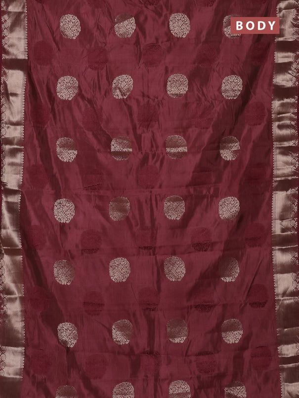 Semi raw silk saree mauve pink with allover thread & zari woven buttas and zari woven border