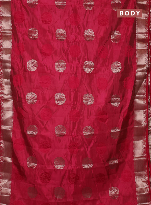 Semi raw silk saree pink with allover thread & zari woven buttas and zari woven border