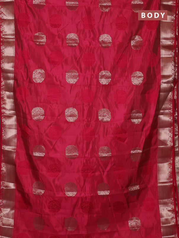 Semi raw silk saree pink with allover thread & zari woven buttas and zari woven border