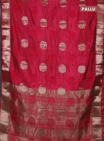 Semi raw silk saree pink with allover thread & zari woven buttas and zari woven border