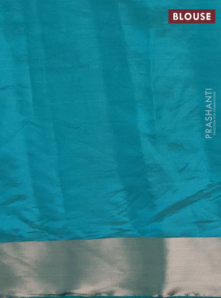 Semi raw silk saree teal green with allover thread & zari woven buttas and zari woven border