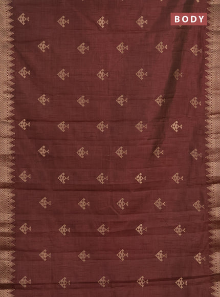 Semi raw silk saree coffee brown with allover thread & zari woven buttas and zari woven border