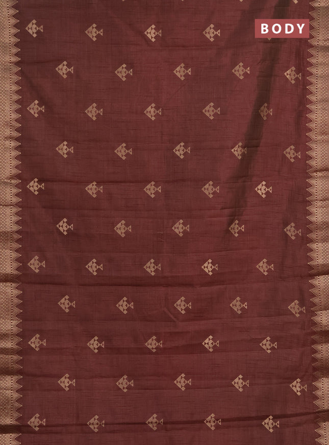 Semi raw silk saree coffee brown with allover thread & zari woven buttas and zari woven border