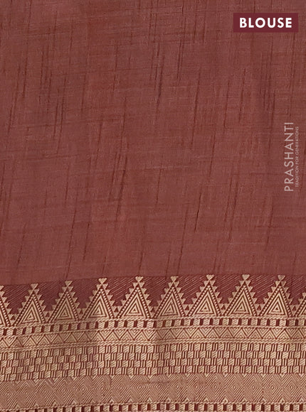 Semi raw silk saree coffee brown with allover thread & zari woven buttas and zari woven border
