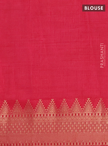 Semi raw silk saree tomato pink with allover thread & zari woven buttas and zari woven border