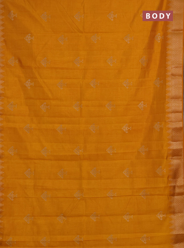 Semi raw silk saree mango yellow with allover thread & zari woven buttas and zari woven border