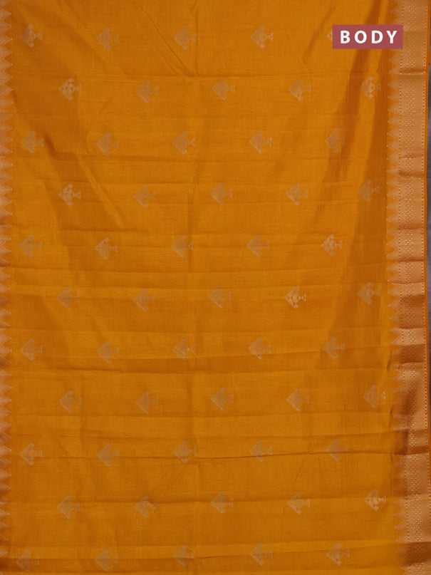 Semi raw silk saree mango yellow with allover thread & zari woven buttas and zari woven border