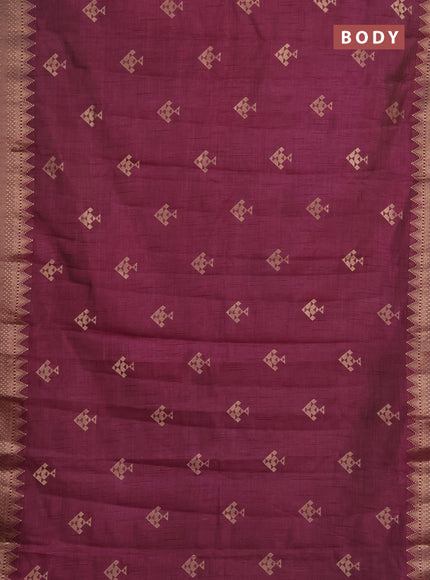Semi raw silk saree wine shade with allover thread & zari woven buttas and zari woven border