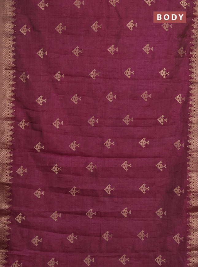 Semi raw silk saree wine shade with allover thread & zari woven buttas and zari woven border