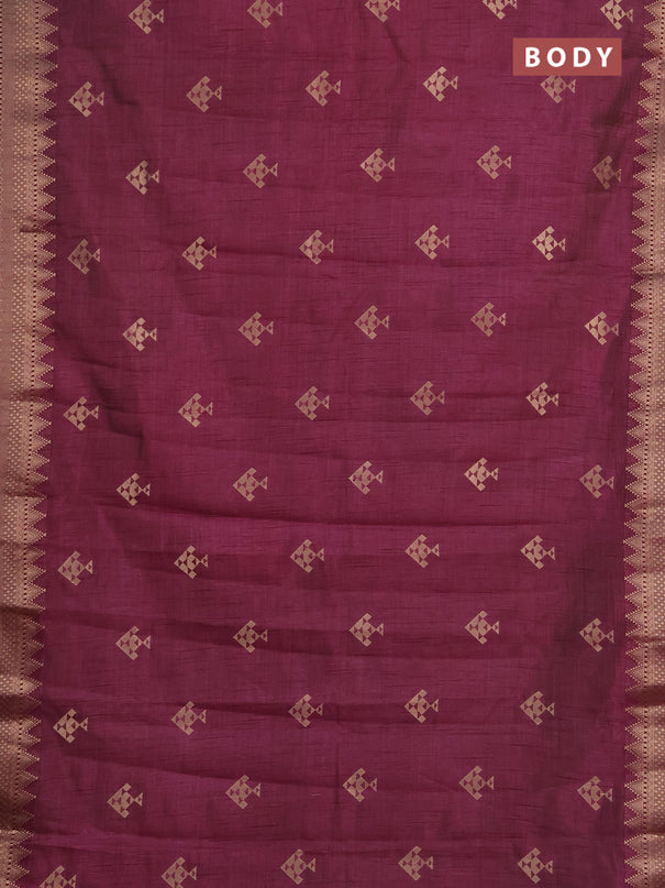 Semi raw silk saree wine shade with allover thread & zari woven buttas and zari woven border