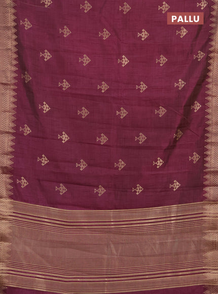Semi raw silk saree wine shade with allover thread & zari woven buttas and zari woven border