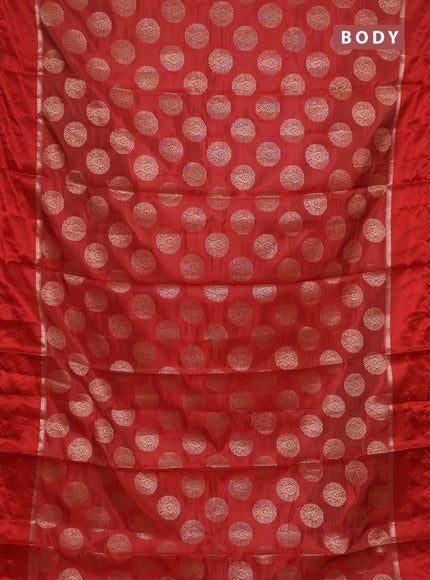 Semi raw silk saree maroon with allover thread & zari woven buttas and thread woven border