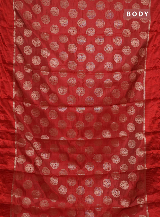 Semi raw silk saree maroon with allover thread & zari woven buttas and thread woven border