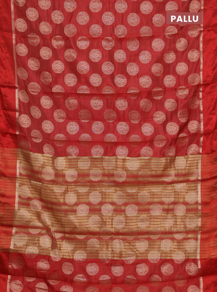 Semi raw silk saree maroon with allover thread & zari woven buttas and thread woven border