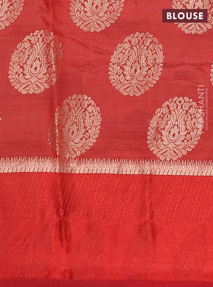 Semi raw silk saree maroon with allover thread & zari woven buttas and thread woven border