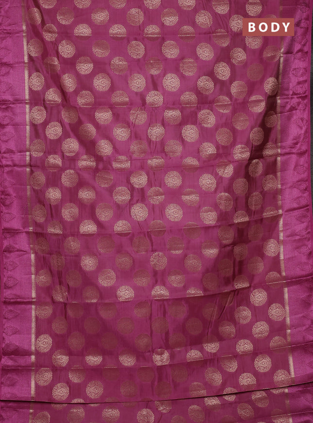 Semi raw silk saree mauve pink with allover thread & zari woven buttas and thread woven border