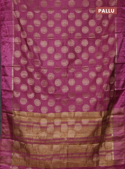 Semi raw silk saree mauve pink with allover thread & zari woven buttas and thread woven border