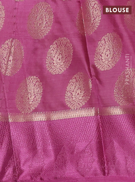 Semi raw silk saree mauve pink with allover thread & zari woven buttas and thread woven border