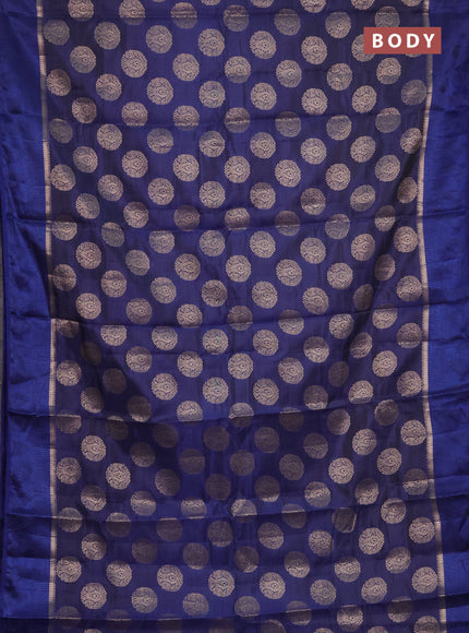Semi raw silk saree blue with allover thread & zari woven buttas and thread woven border