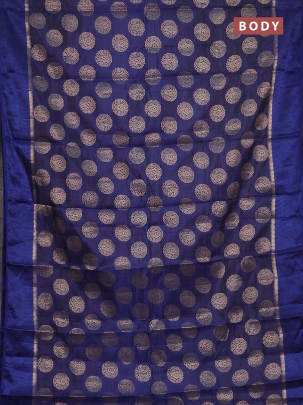 Semi raw silk saree blue with allover thread & zari woven buttas and thread woven border