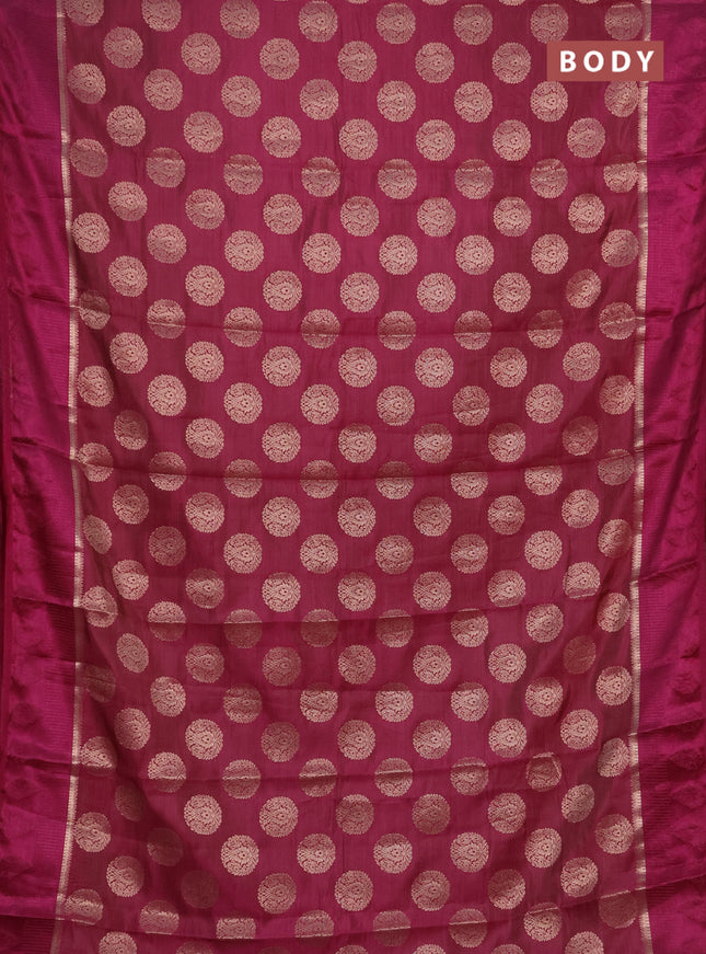 Semi raw silk saree deep purple with allover thread & zari woven buttas and thread woven border