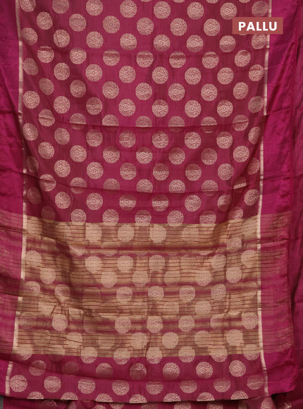 Semi raw silk saree deep purple with allover thread & zari woven buttas and thread woven border