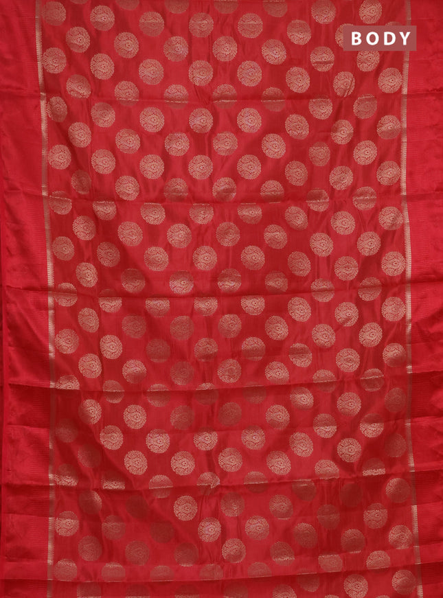 Semi raw silk saree pink with allover thread & zari woven buttas and thread woven border