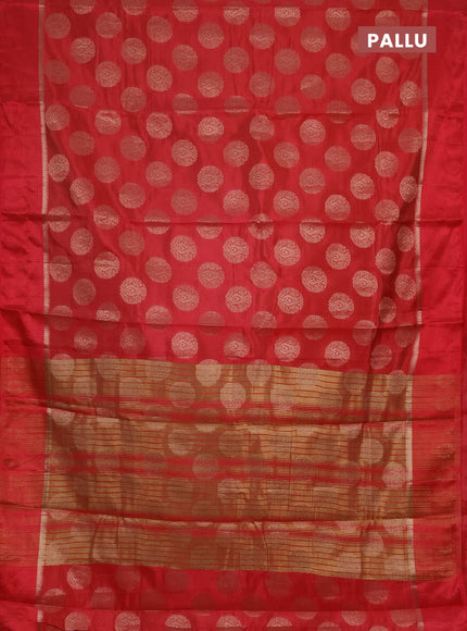 Semi raw silk saree pink with allover thread & zari woven buttas and thread woven border