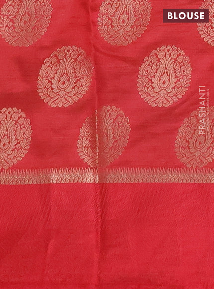 Semi raw silk saree pink with allover thread & zari woven buttas and thread woven border