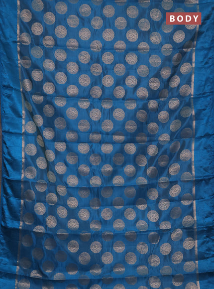 Semi raw silk saree cs blue with allover thread & zari woven buttas and thread woven border