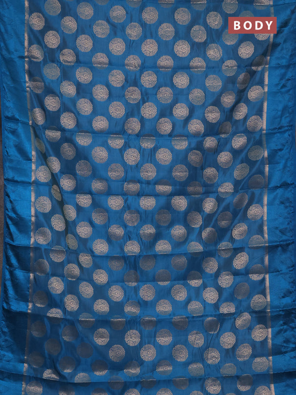 Semi raw silk saree cs blue with allover thread & zari woven buttas and thread woven border