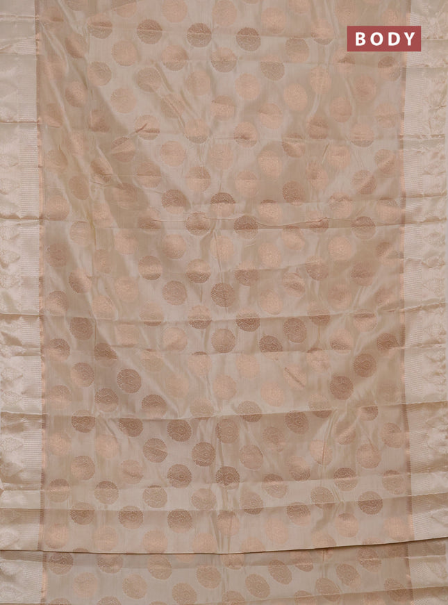 Semi raw silk saree cream with allover thread & zari woven buttas and thread woven border