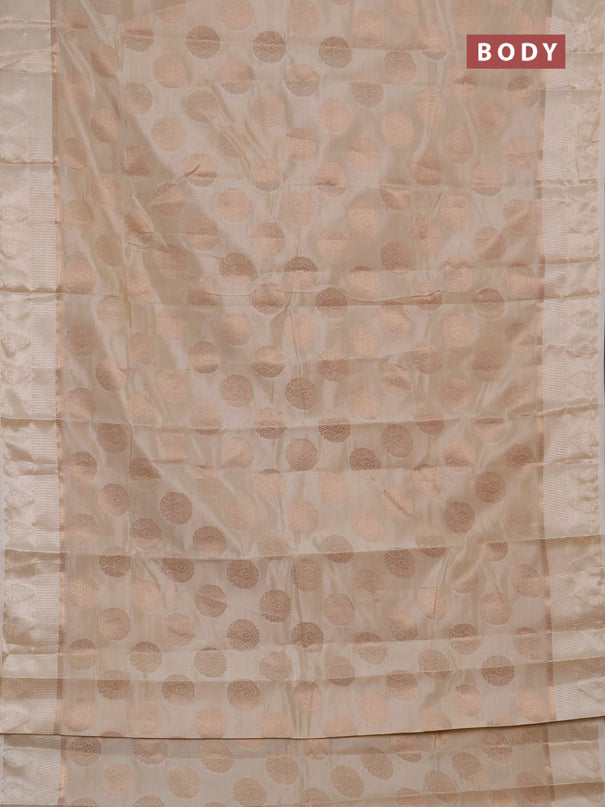Semi raw silk saree cream with allover thread & zari woven buttas and thread woven border