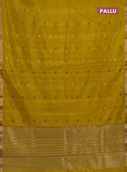 Semi raw silk saree lime yellow with allover thread & zari woven buttas and woven border