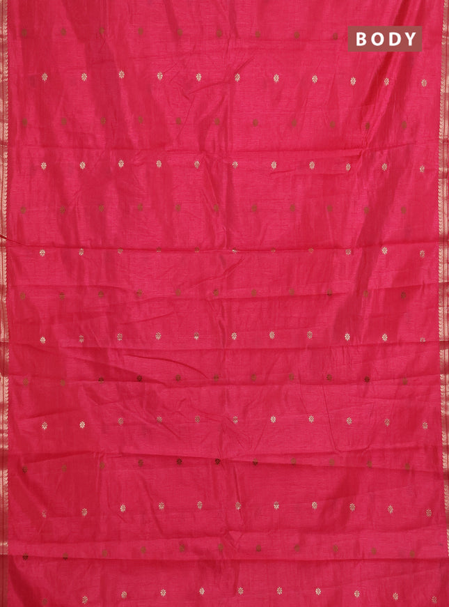 Semi raw silk saree pink with allover thread & zari woven buttas and woven border