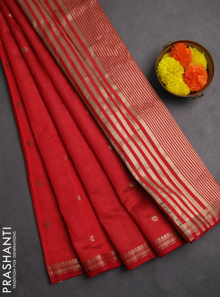 Semi raw silk saree maroon with allover thread & zari woven buttas and woven border