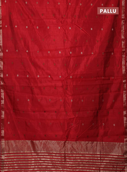 Semi raw silk saree maroon with allover thread & zari woven buttas and woven border