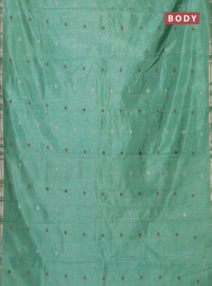 Semi raw silk saree teal green with allover thread & zari woven buttas and woven border