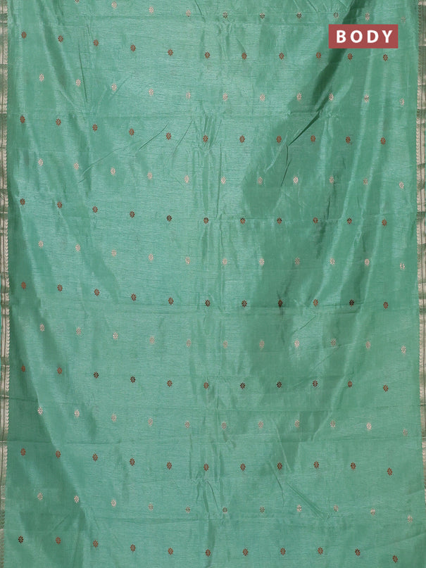 Semi raw silk saree teal green with allover thread & zari woven buttas and woven border