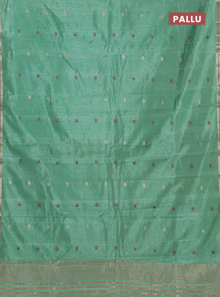 Semi raw silk saree teal green with allover thread & zari woven buttas and woven border