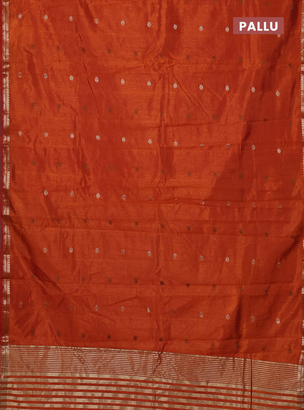 Semi raw silk saree rust shade with allover thread & zari woven buttas and woven border
