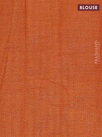 Semi raw silk saree rust shade with allover thread & zari woven buttas and woven border