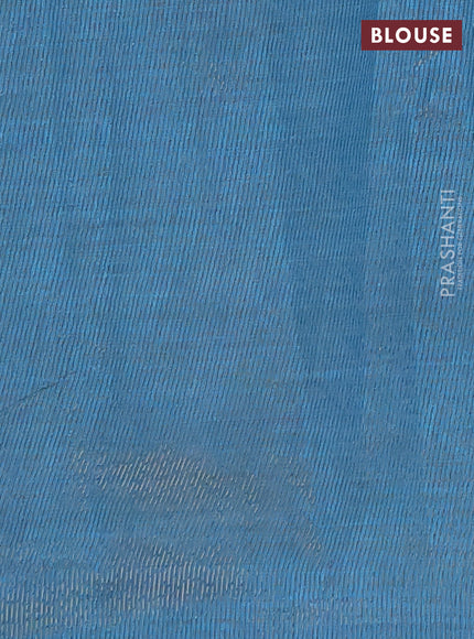Semi raw silk saree peacock blue with allover thread & zari woven buttas and woven border