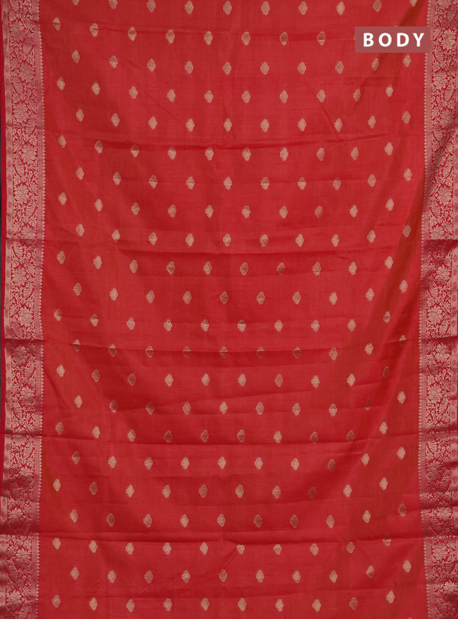 Semi raw silk saree pink with allover thread & zari woven buttas and zari woven border