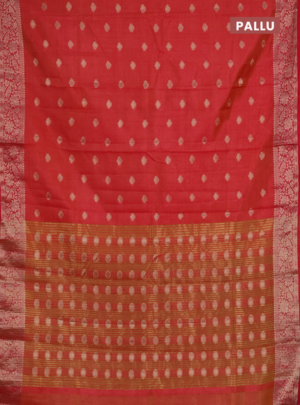 Semi raw silk saree pink with allover thread & zari woven buttas and zari woven border