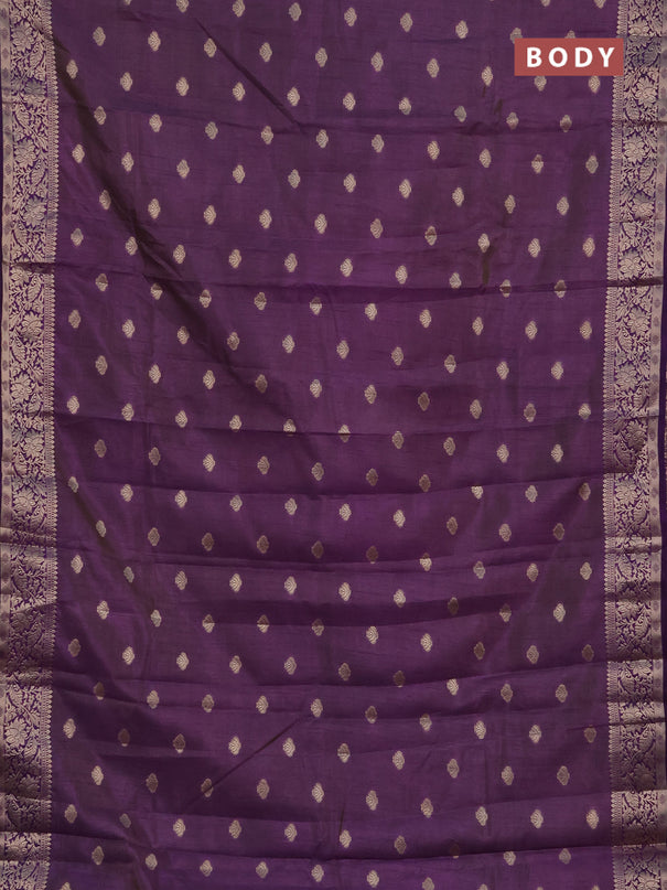 Semi raw silk saree deep purple with allover thread & zari woven buttas and zari woven border