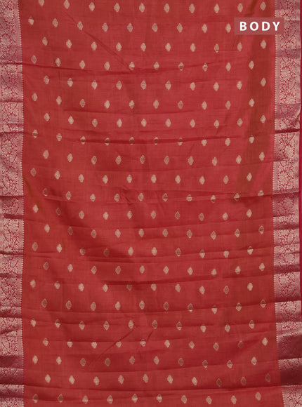 Semi raw silk saree maroon with allover thread & zari woven buttas and zari woven border