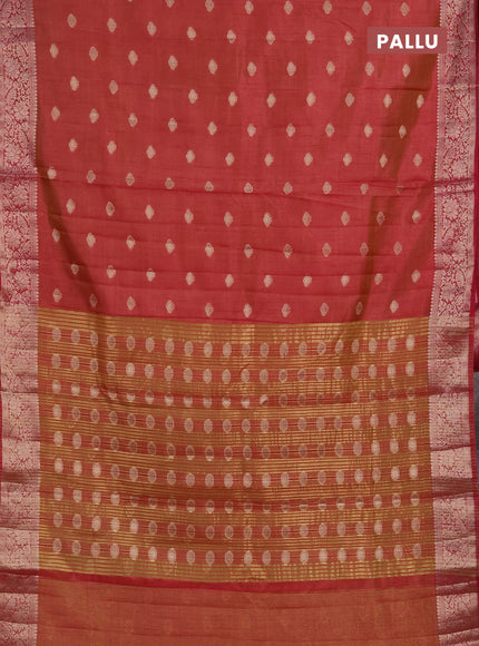 Semi raw silk saree maroon with allover thread & zari woven buttas and zari woven border