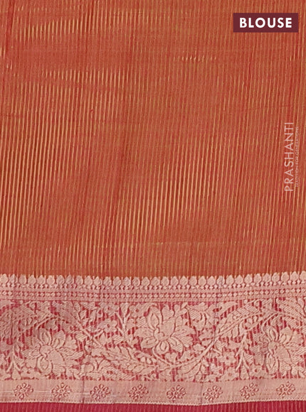 Semi raw silk saree maroon with allover thread & zari woven buttas and zari woven border