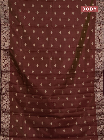 Semi raw silk saree deep wine shade with allover thread & zari woven buttas and zari woven border